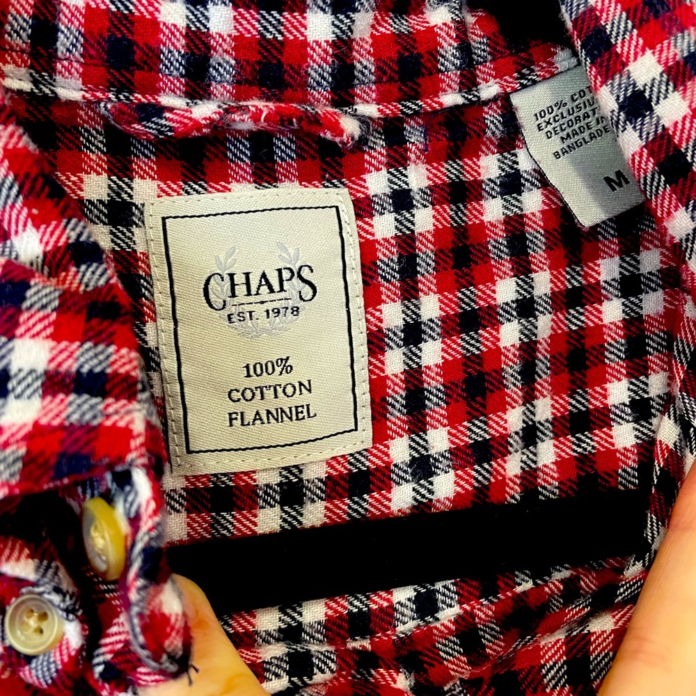 Large Chaps flannel button polo